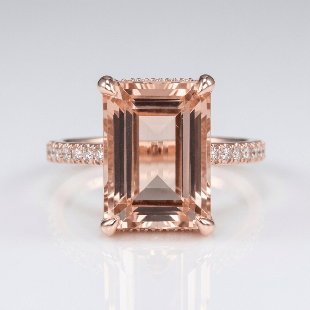Prsteň Morganite so slzou z ružového zlata