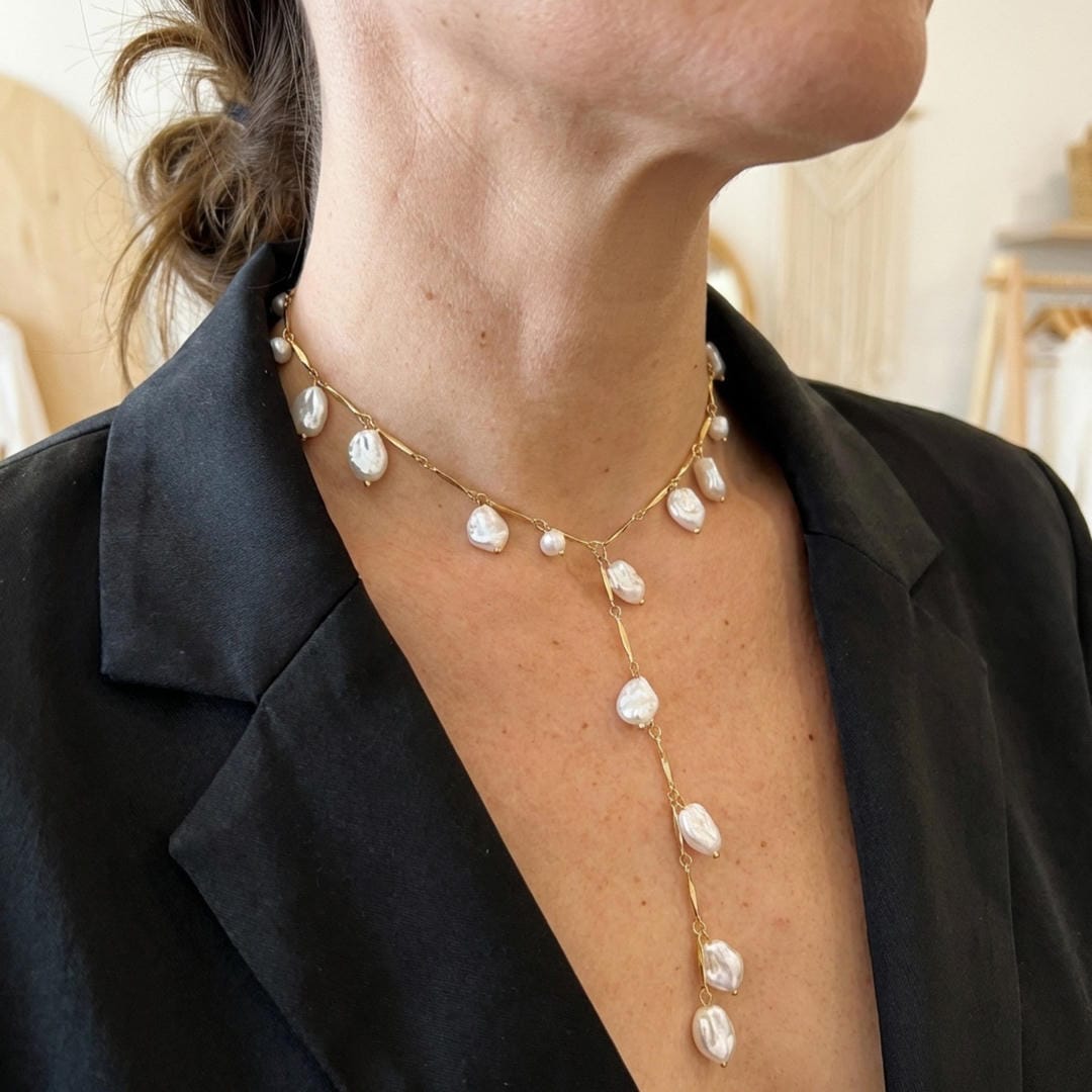 Náhrdelník perla kaskáda Y-lariat
