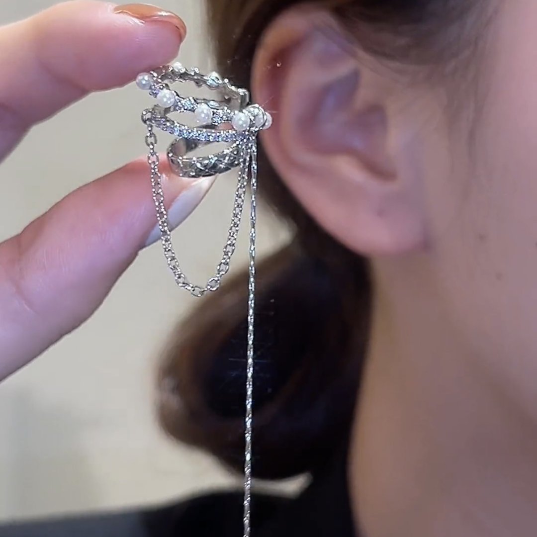 Perlas studded multilayered auskarai