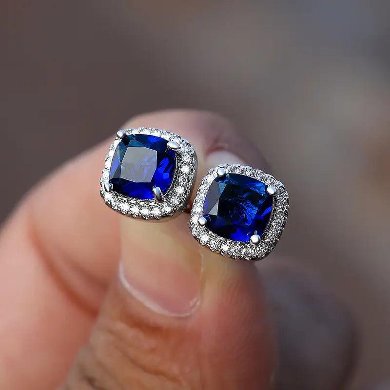 Sapphire Štvorcové Náušnice