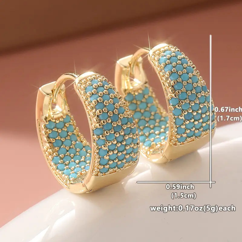 Auksinis-tone turkis beaded žiediniai auskarai | Auksinis