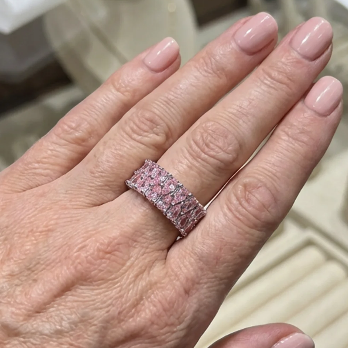 Blush cascade eternity prsteň | Biele zlato