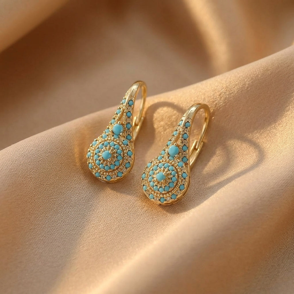 Elegantné Mandala Tyrkysové Náušnice