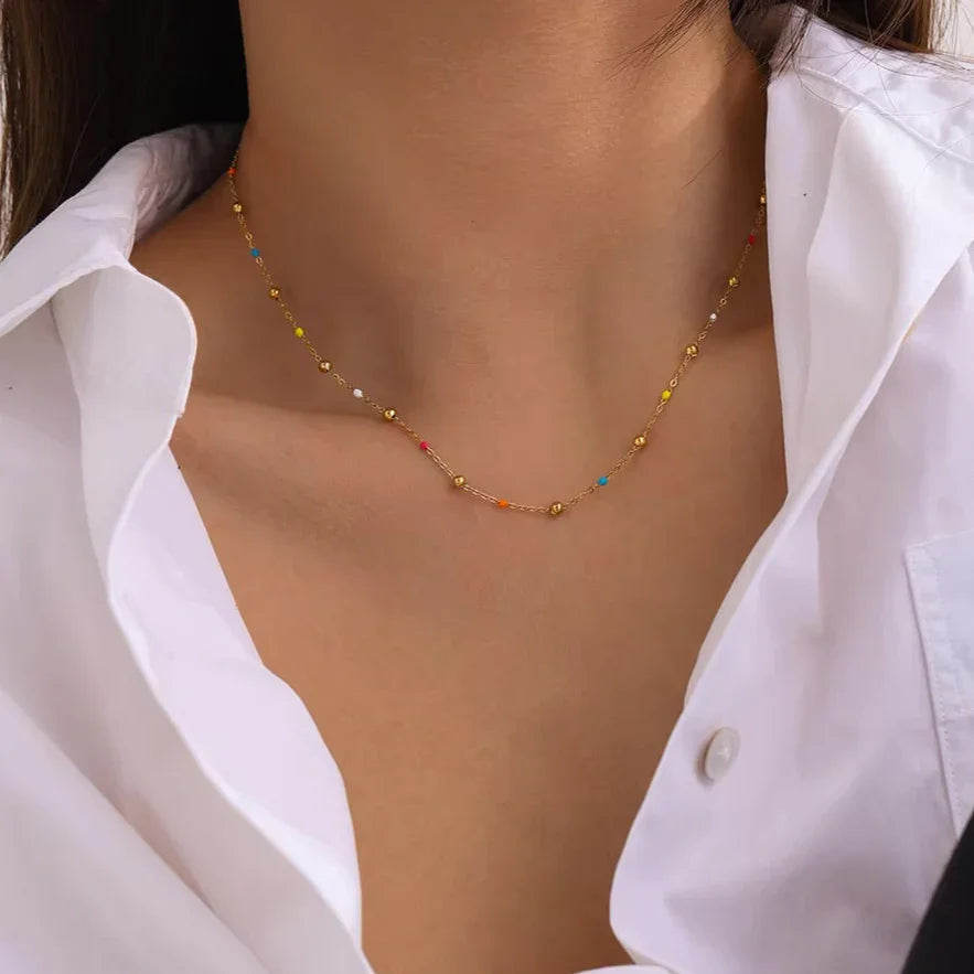 Amphitrite zlatý reťazový náhrdelník s korálkami