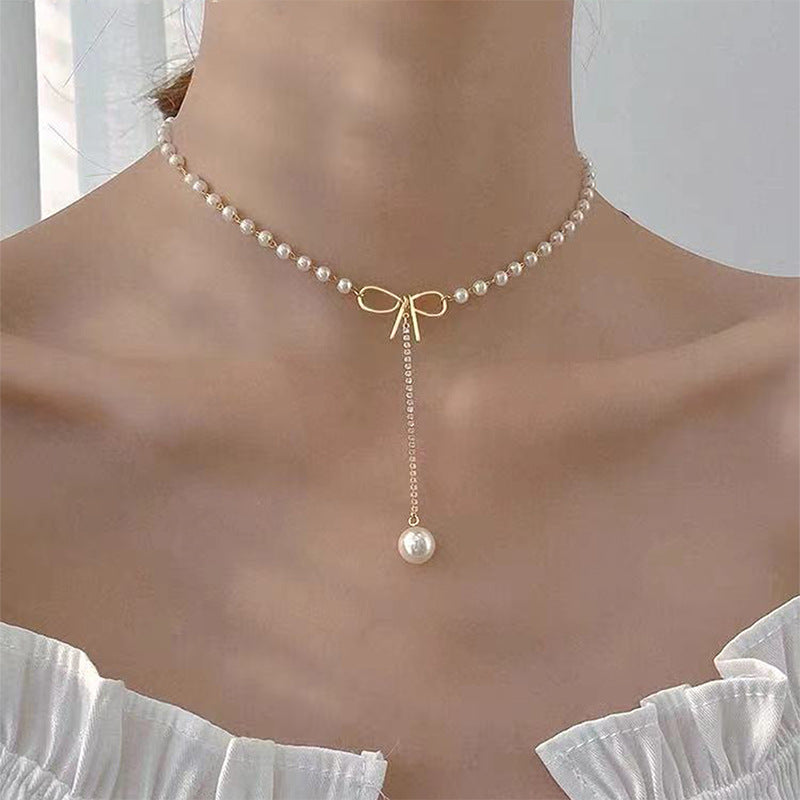 Perlový náhrdelník s mašľou „Orianna“