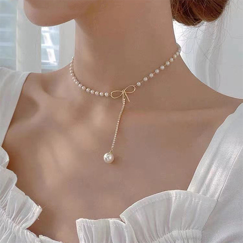 Perlový náhrdelník s mašľou „Orianna“