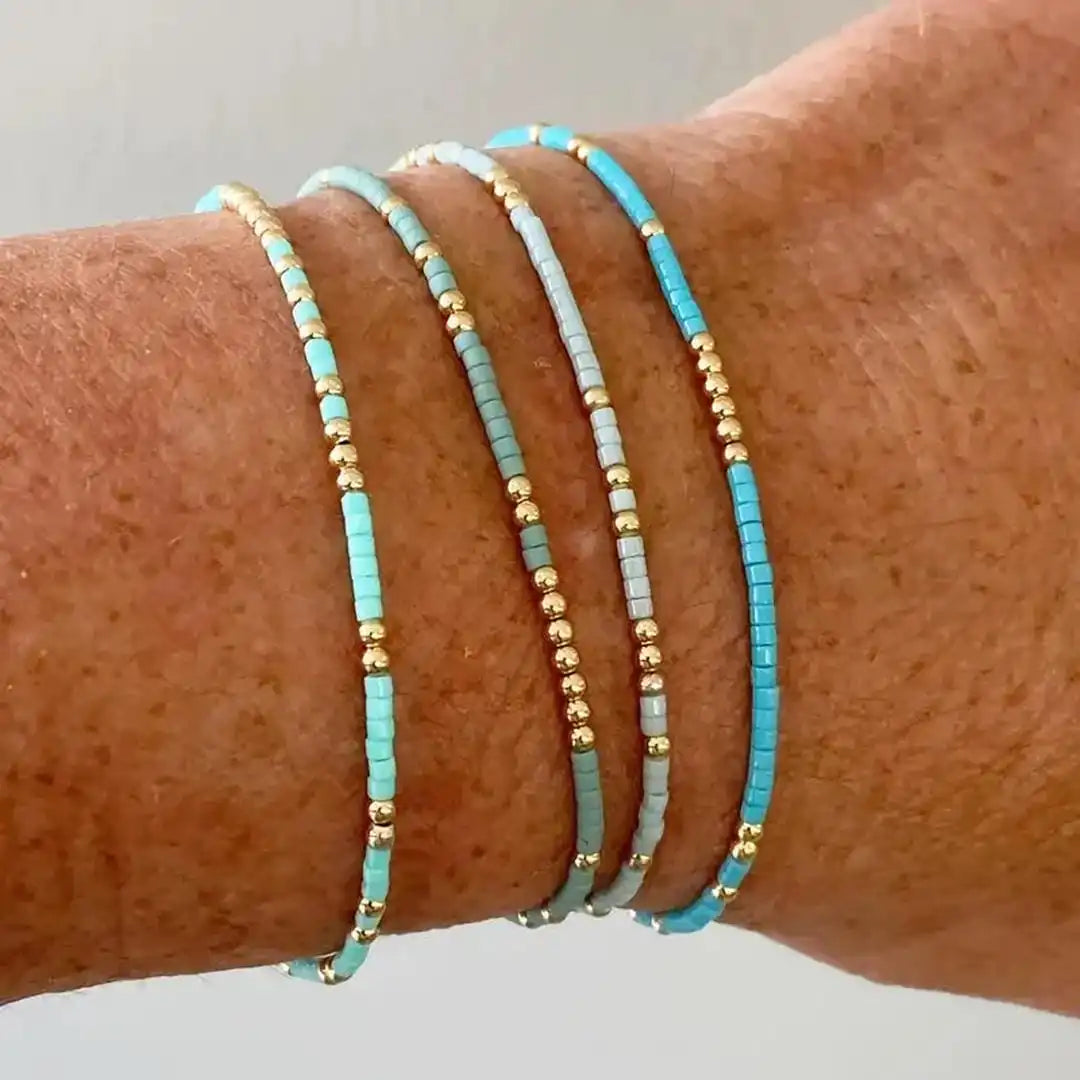 Šik bohémska súprava náramkov s tyrkysovými korálkami