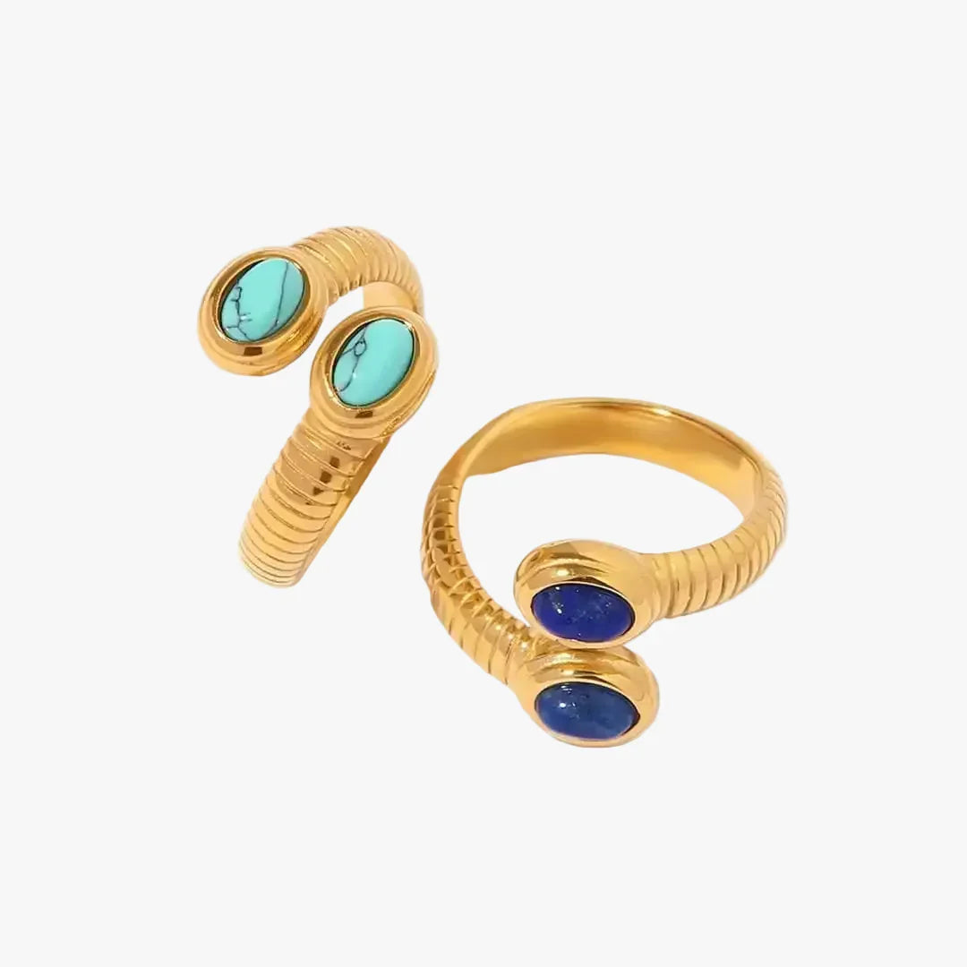 Boho Zlatý Lapis Lazuli Tyrkysový Nastaviteľný Prsteň