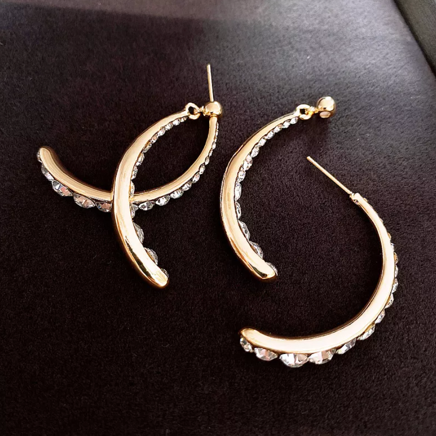 Twin crescent cirkonis auskarai