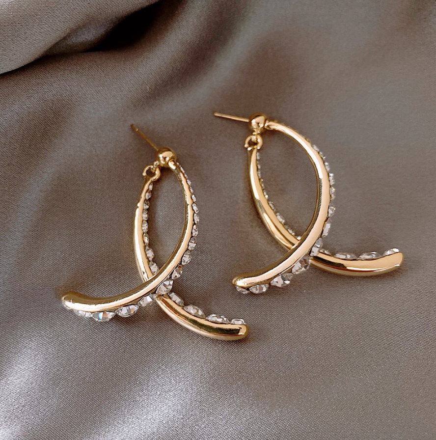 Twin crescent cirkonis auskarai