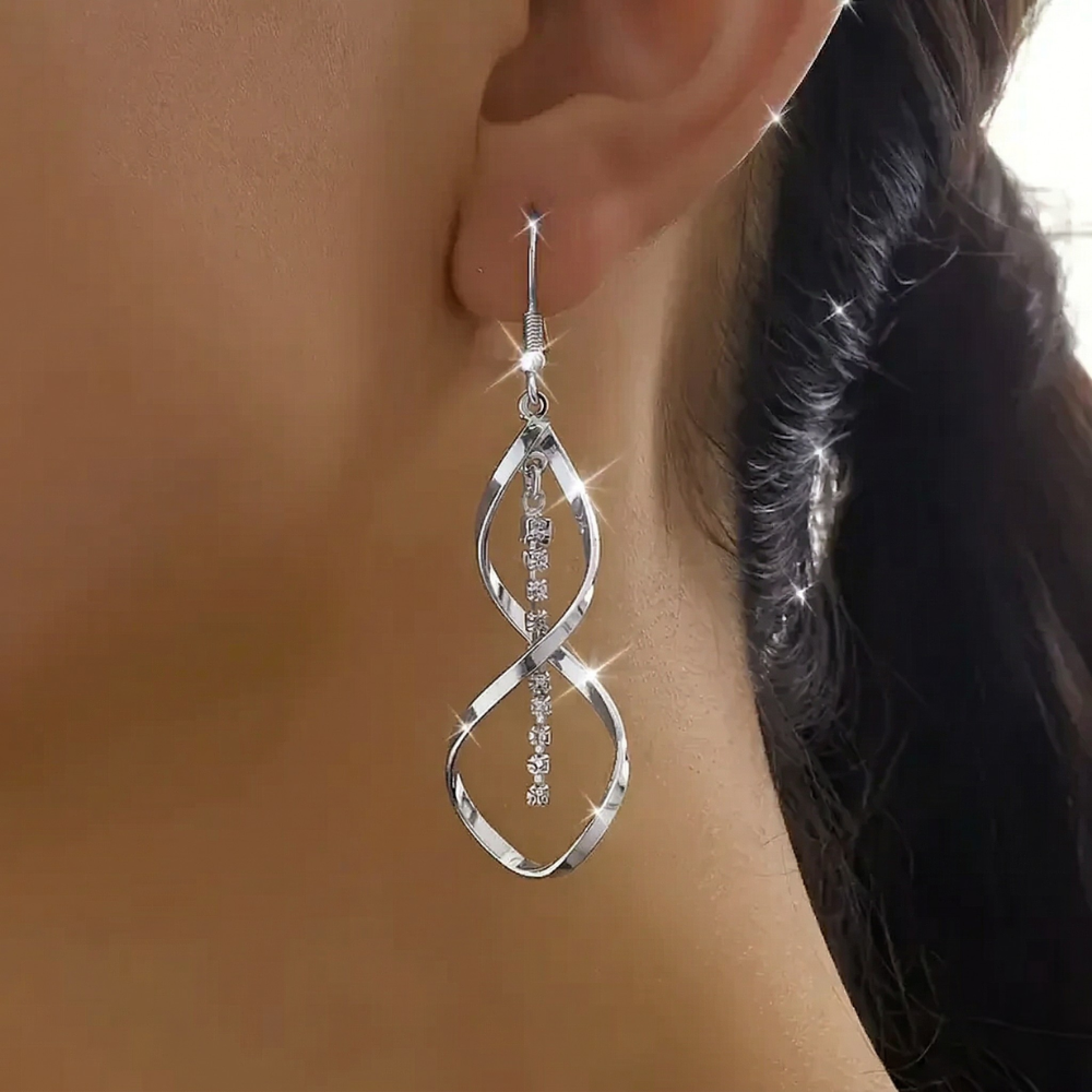 Sunbeam spiral auskarai | Baltas auksinis