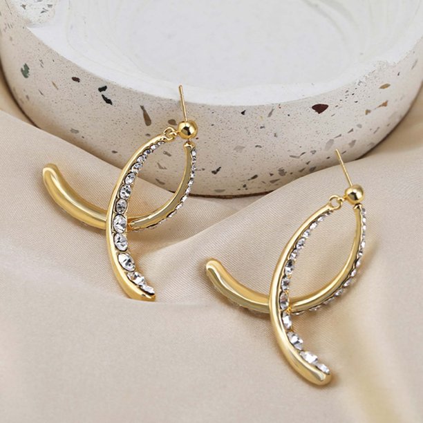 Twin crescent cirkonis auskarai