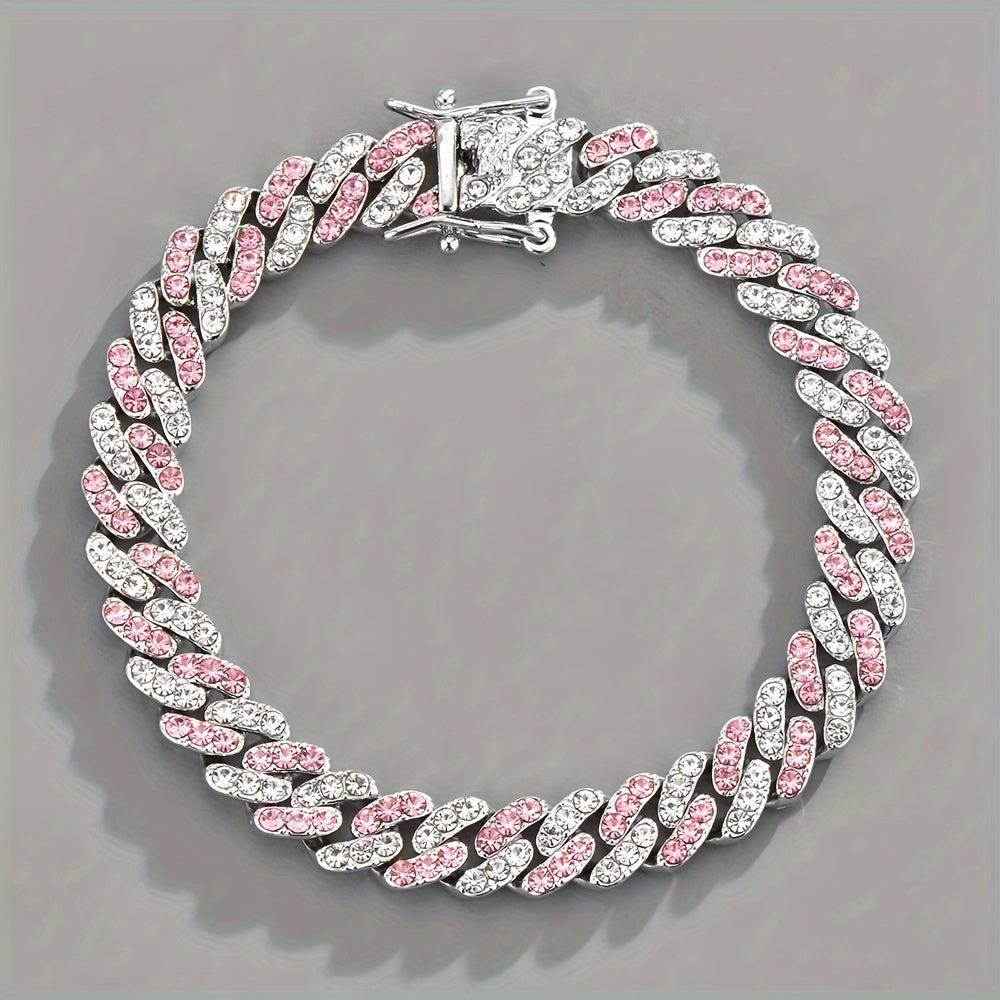 Baltojo aukso „Arctic Blush“ kubietiška apyrankė