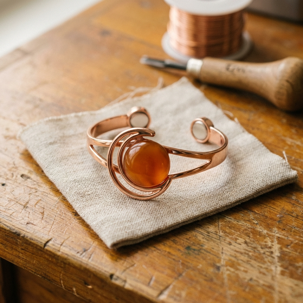 Medená manžeta Sphere oranžová
