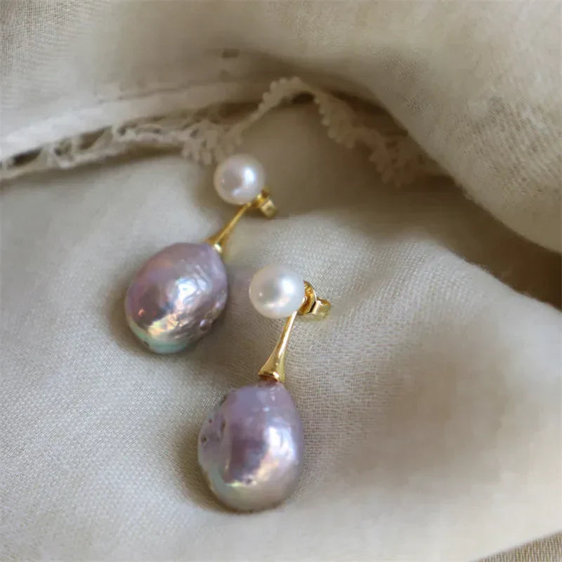 Rafinuoti lilac perlas auskarai | Auksinis