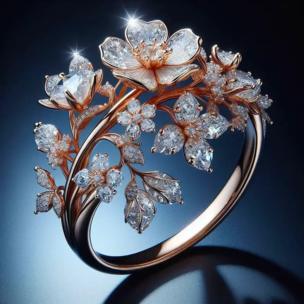 Žiarivý prsteň so žiarivým briliantom | Ružové zlato